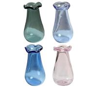 SMELEYOU Jarrón con Bigotes de Gato, 4 minijarrones festoneados semitransparentes de 1 x 0, 6 Pulgadas, pequeño Vidrio Decorativo Apto para Bricolaje para Mesa, casa de muñecas y más