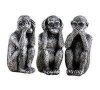 SMELEYOU Juego de esculturas de los Tres Monos Sabios en Plata, Elegante Estatua artística de Resina, Recuerdo significativo para Estante de Oficina en casa y decoración de Escritorio