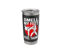 Smell My Feet Feel Them Karate Funny Martial Arts Cinturón Negro Vaso térmico de acero inoxidable de doble pared