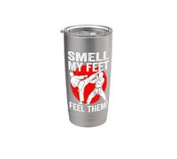 Smell My Feet Feel Them Karate Funny Martial Arts Cinturón Negro Vaso térmico de acero inoxidable de doble pared