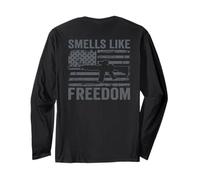 Smells Like Freedom - Bandera de Estados Unidos Gunpowder Pro Guns (en la parte trasera) Manga Larga