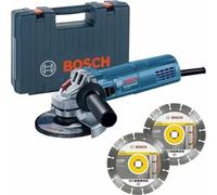 GWS 880 - Amoladora angular BOSCH PROFESIONAL 800 W - 125 mm + 2 discos diamantes + estuche