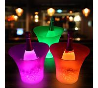 SMETA Cubo de Hielo de 5 litros para Fiestas, Cubo de Champán LED, Cubo de Hielo Pequeño de Plástico para Barra de Cócteles, Club, Tienda, Hogar o Jardín, Juego de 3 Piezas