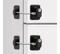 SMETA Lot de 2 Cadenas Frigo, Sécurité Fenêtre Enfant | Bloque Sécurite à Clé, Serrure de Porte de Réfrigérateur, Verrou Protection Enfant pour Fenêtre Tiroir Armoir, Noir