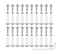 Smgda Juego de 20 tornillos de cabeza hexagonal M4 x 16 mm, tuercas y pernos de acero inoxidable 304 para hebilla de cinturón de cuero, bolsas, armario con llave Allen, remaches de tornillo plateados