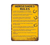 SMGLRUEAT Backyard Patio Decor Vintage Horseshoes Rules Metal Sign Retro Game Room Wall-Art for Bar Man Cave 8 X 12 in