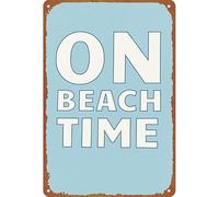 SMGLRUEAT Beach Lover On Time Metal Sign Fun Coastal Wall Hanging 12x8 Inch