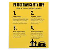 SMGLRUEAT Crosswalk Safety Rules Poster - Look Both Ways Educational Sign, Teaching Tool for Schools, Driving Instructor Office, Community Center(Unframed,12x18inch(30x45cm))