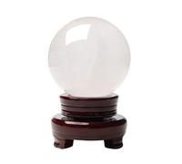SMGLRUEAT Crystal Sphere Ball Gemstone with Wooden Stand Quartz Crystal Ball Sculpture Figurine, Balls, Witchcraft and Decorative Balls,9cm/3.5in
