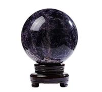 SMGLRUEAT Dream Amethyst Crystal Ball with Stand Crystals Sphere Polished Quartz Crystal Stone Sphere for, Divination, Witchcraft,7cm/2.7in