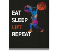 SMGLRUEAT Eat Sleep Lift Repeat Poster - Motivational Gym Wall Art for Weight Lifting, Home Gym, Garage Gym Decor(Framed,16x24inch(40x60cm))