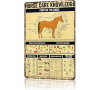 SMGLRUEAT Equestrian Knowledge Sign Horse Care Knowledge Retro Aluminum Metal Tin Sign for Horse Lover Home Office (8 X 12 in)