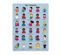 SMGLRUEAT Inclusive Communication ASL Alphabet and Common Signs Poster Canvas Wall-Art for Daycare Center and Modern Living Room(Framed,16x24inch(40x60cm))