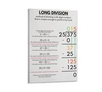 SMGLRUEAT Kids Math Long Division Poster, Durable Laminated Learning Chart, Step-by-Step Guide for Homeschool, 3rd 4th 5th Grade Students(Unframed,08x12inch(20x30cm))