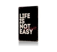 SMGLRUEAT Life Is Not Easy Just Fight Vintage Metal Tin Sign Motivational Wall-Art for Office Gym Garage Dorm Room Decor 8 X 12 inch