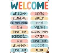 SMGLRUEAT Office & Classroom Decor: Multilingual Diversity Welcome Poster, Inclusive Signage Wall Art for Community Building, Printable(Framed,12x18inch(30x45cm))