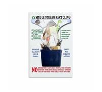 SMGLRUEAT Single Stream Recycling Chart, Complete Guide to Sorting Household Waste for the Bin Home, Laundry Room(Framed,08x12inch(20x30cm))