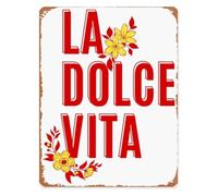 SMGLRUEAT Vintage Tin Sign La Dolce Vita Sweet Life Inspirational Wall Decor Funny Happy Art for Home Office Garden Bathroom Kitchen Cafe 8 X 12 in