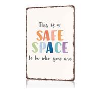 SMGLRUEAT You Are Safe Here Metal Sign Self Acceptance Wall Decor For Counseling Office Calming Corner Bedroom Inclusive Classroom 8 X 12 inch