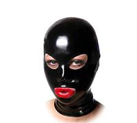 SMGZC Látex Cabeza Cubrir Látex máscara de Cabeza Capucha de Goma para Cosplay Fiesta Ropa de Club (Negro,S)