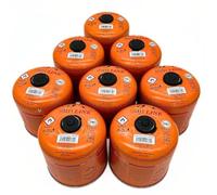 SMH LINE® 8 cartuchos de rosca butano de 500 g, rosca universal, 7/16, cartucho de válvula EN 417, válvula de rosca, quemador de propano mixto, hornillo de gas, calentador de gas, quemador de