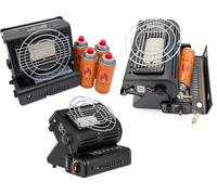 SMH LINE® Calenfactor de gas portátil 2 en 1 Calefacción para camping + 4 cartuchos de gas butano, exteriores, caravanas, 1,3 kW, quemador, cerámica GLP