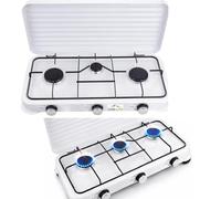 SMH LINE® Hornillo de gas para camping, 3 fuegos, sin manguera ni regulador, 50 mbar, gas propano de 5,4 kW, placa de cocina, camping, botella de gas, estufa, exterior, cocina de mesa, XL