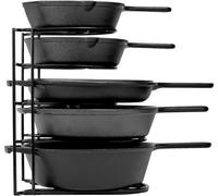 SMH LINE® Organizador robusto de ollas y sartenes - para sartenes de hierro fundido, ollas, cacerolas, tapas. Estante de acero de 5 niveles duradero para encimera y armario de cocina, almacenamiento y