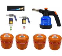 SMH LINE® Quemador de Gas Con 4 Cartuchos de 190 g, Soplete de Soldadura, Llama Ajustable, Encendido Piezoeléctrico