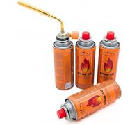 SMH LINE® Quemador de gas, incluye 4 cartuchos de gas, 227 g, soplete multiusos Bunsenbrenner 1371 °C, soplete de 1760 W, dispositivo flambeador de malas hierbas, soplete de soldadura (quemador con 4