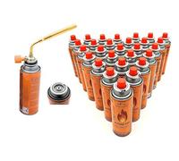 SMH LINE® Soplete de gas con 12x cartuchos de gas 227g, soplete multiusos, mechero Bunsen, soplete de 1371°C, soplete de 1760W, dispositivo de flameado, soplete para eliminar malezas, soplete de