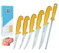 SMI 6 Piezas Set Cuchillo Carnicero Solingen Cuchillos Cocina Chaira Afilador De Acero Cuchillo Chef Cuchillo Carne Acero Inoxidable - Made in Germany