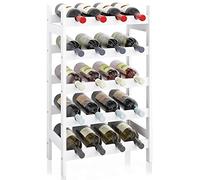 SMIBUY Botellero de bambú, Soporte para 20 Botellas, estantes de Almacenamiento Independientes de 5 Niveles para Cocina, despensa, Bodega, Bar (Blanco)