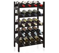 SMIBUY Botellero de bambú, Soporte para 20 Botellas, estantes de Almacenamiento Independientes de 5 Niveles para Cocina, despensa, Bodega, Bar (Negro)