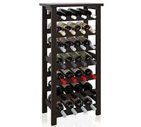 SMIBUY Botellero de bambú, Soporte para 28 Botellas con Parte Superior de Mesa, estantes de Almacenamiento Independientes de 7 Niveles para Cocina, despensa, Bodega, Bar (marrón Oscuro)
