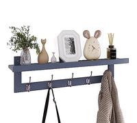 SMIBUY Percheros con Estante de Pared, Perchero de Entrada de 74 cm para Pared, Estante Colgante de Bambú con 5 Ganchos Dobles de Metal para Baño, Dormitorio, Cocina, Sala de Estar, Mueble (Gris)
