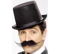 Smiffy'S 11925 Bigote De Investigador De Cuentos De La Antigua Inglaterra, Tupido, Autoadhesivo, Negro, Tamaño Único