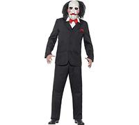Smiffy'S 20493M Disfraz De Saw Jigsaw Con Careta, Americana Camisa Y Falso Chaleco, Negro, M - Tamaño 38"-40"