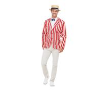 Smiffy's Disfraz Barbero de los años 20 Rojo y blanco con chaqueta, sombrero y pajarita