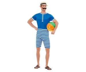 Smiffys 20s Bathing Suit Costume, Blue & White (Size M)