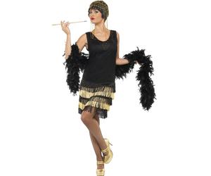 Smiffys 20s Fringed Flapper Costume, Black (Size L)
