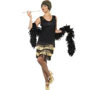 Smiffys 20s Fringed Flapper Costume, Black (Size S)