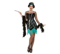 Smiffys 20s Peacock Flapper Costume, Green & Blue (Size L)