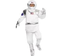 Smiffy's 21103M Disfraz De Astronauta Con Top, Pantalones Casco, Guantes Y Cubrezapatos, Blanco, M - Tamaño 38"-40"