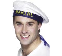 Smiffy's-25231 Gorro de Marinero, con Lazos, Color Blanco, Talla Única (25231)
