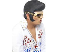 Smiffys 29154 Casquete de látex Elvis Negro Para Hombre Máscara Disfraz Oficial