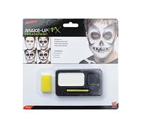 Smiffy'S 39093 Kit De Esqueleto, Pintura Facial, Lápiz Negro Y Esponja, Negro / Blanco