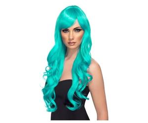 Smiffy's 42102 Peluca Del Deseo, Aqua, Larga, Rizada Con Flequillo, Agua, Tamaño Único Halloween, Carnaval