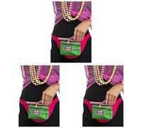 Smiffy's-44650 Riñonera años 80, Multicolor, Tamaño único (44650), Color/Modelo Surtido (Paquete de 3)