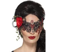 Smiffys 44957 Day of the Dead Metal Filigree Eye Mask (One Size), Black